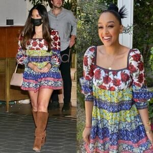 Alice + Olivia‎ Rowen Patchwork in French Quarters Floral Tunic Silk Dress XS/TP